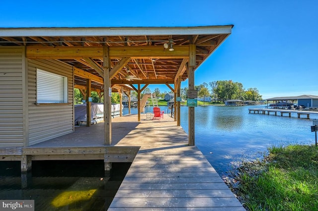 view of dock featuring a water view