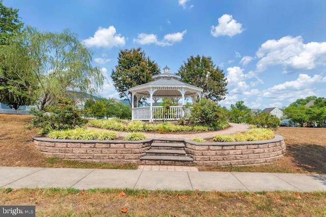 exterior space featuring a gazebo