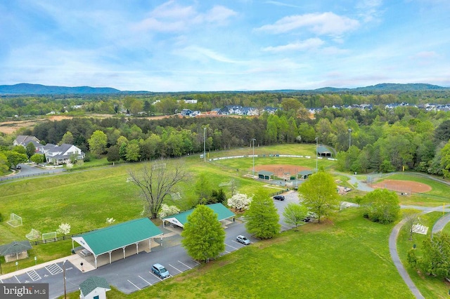 bird's eye view with a mountain view