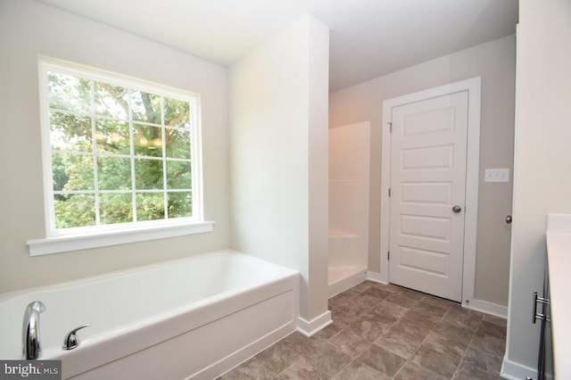 bathroom with plus walk in shower