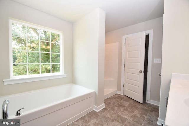 bathroom featuring vanity and a bathing tub