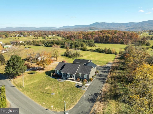 aerial view with a mountain view