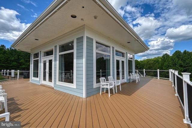 wooden terrace with french doors