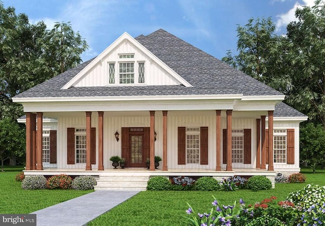 view of front of home with a front yard