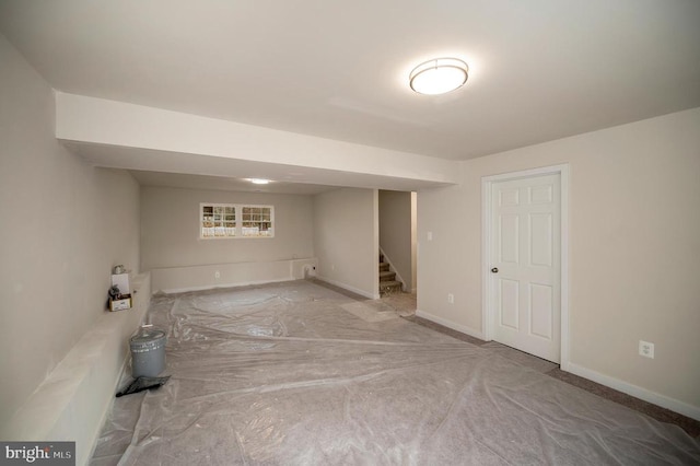 basement with carpet floors