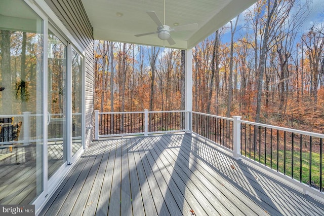 deck featuring ceiling fan