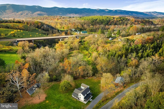 drone / aerial view with a mountain view