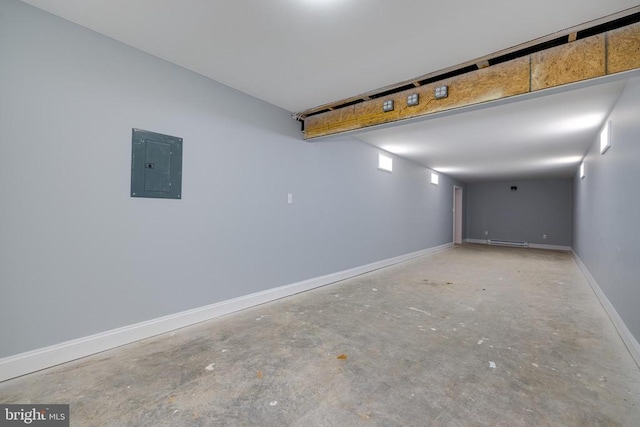 basement with electric panel