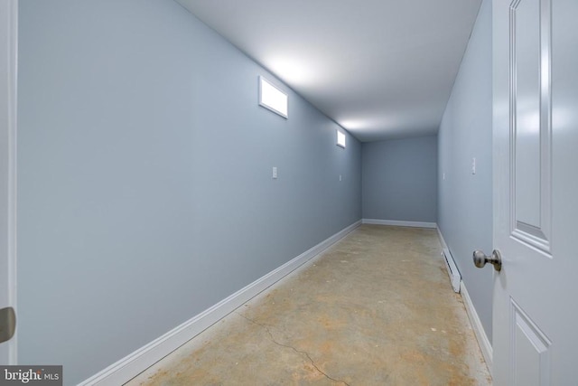 basement featuring baseboard heating