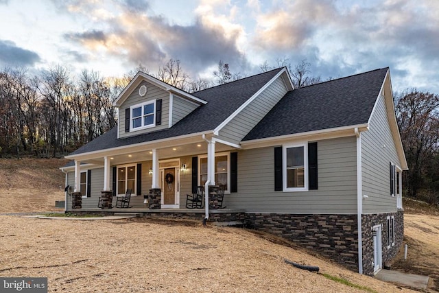 view of front of home featuring covered porch