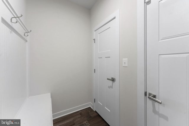 interior space with dark wood-type flooring