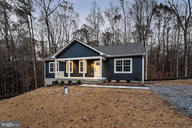 view of front facade featuring covered porch