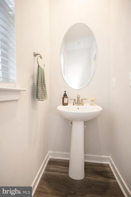 bathroom featuring wood-type flooring