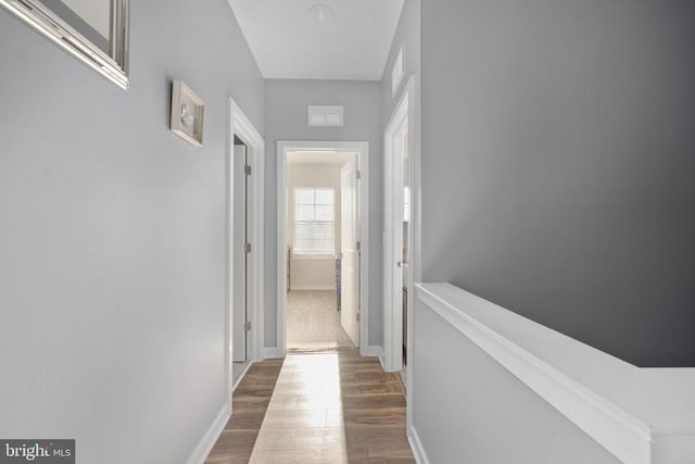 corridor featuring wood-type flooring