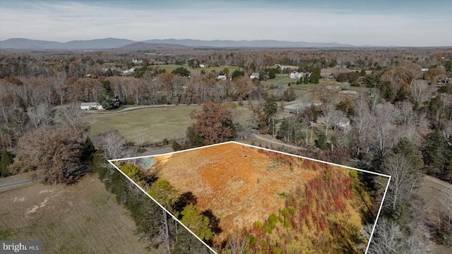 birds eye view of property featuring a mountain view