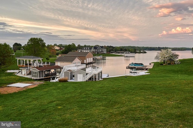 property view of water with a boat dock