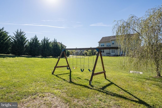 view of yard with a playground