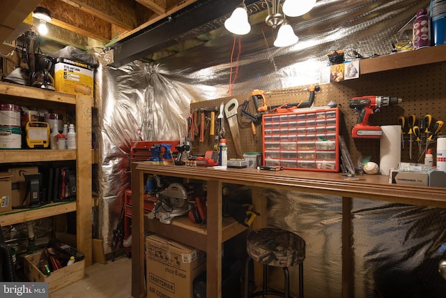 wine area featuring a workshop area