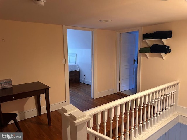 hall featuring dark hardwood / wood-style floors