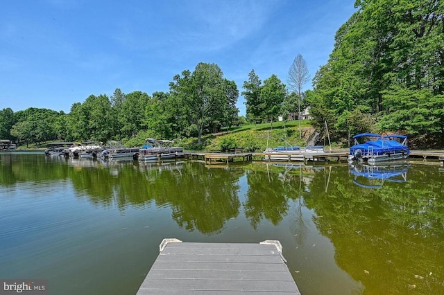 view of dock featuring a water view