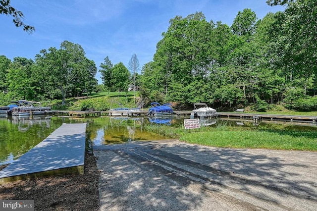 dock area featuring a water view