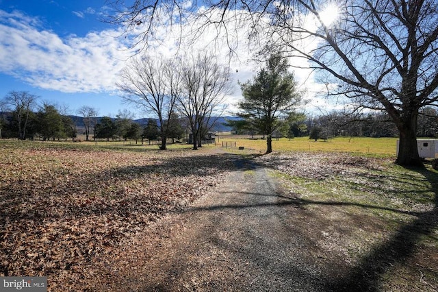 view of street with a rural view