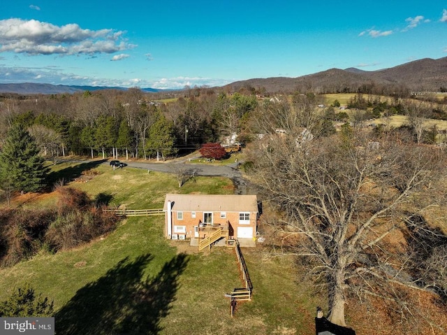 birds eye view of property featuring a mountain view