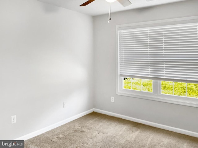 empty room featuring carpet and ceiling fan