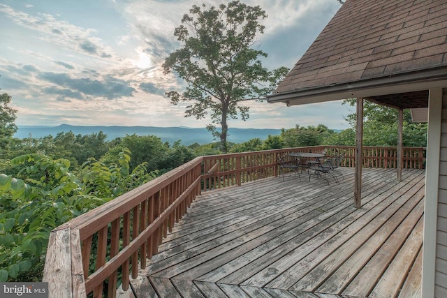 deck with a mountain view