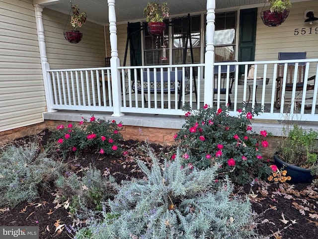 view of patio featuring a porch