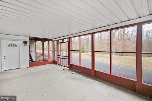 view of unfurnished sunroom