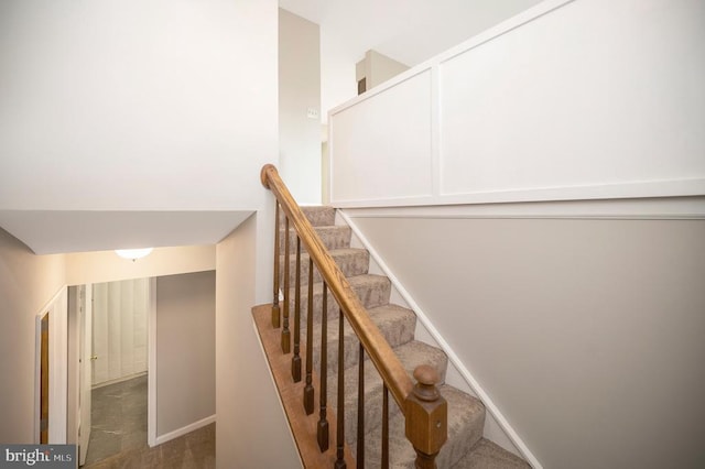 staircase with carpet flooring