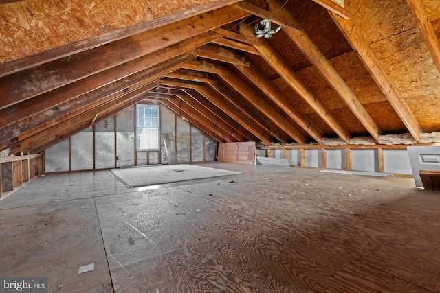 view of unfinished attic