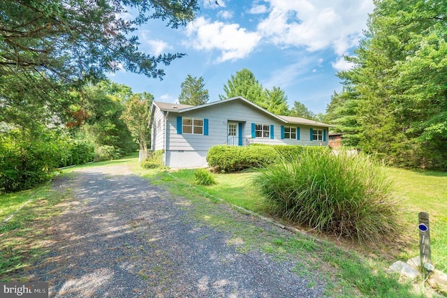 view of front of property with a front lawn