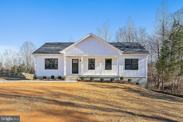 modern inspired farmhouse featuring a porch