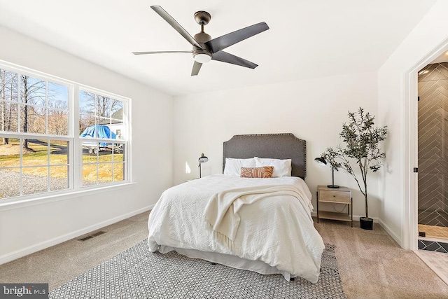 bedroom with carpet and ceiling fan