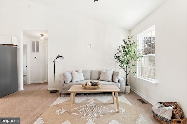 living room featuring light hardwood / wood-style floors