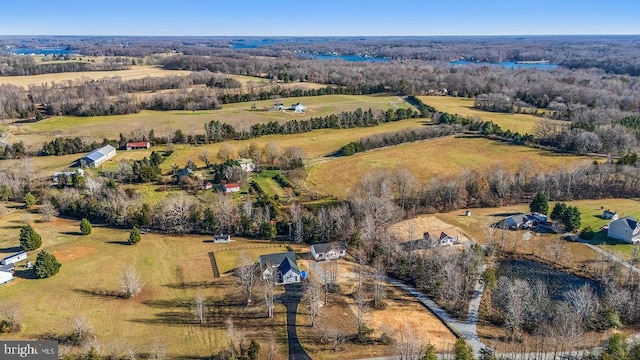 aerial view featuring a rural view