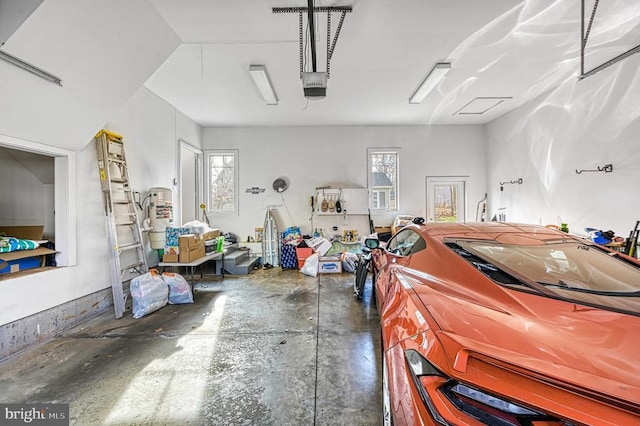 garage with a garage door opener