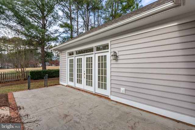 view of patio featuring french doors