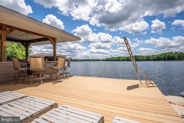 view of dock featuring a water view