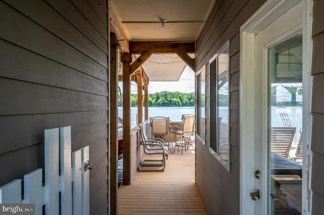 deck with a water view