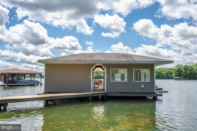 dock area featuring a water view