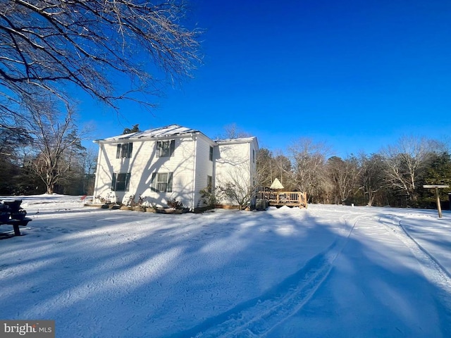 view of snow covered exterior