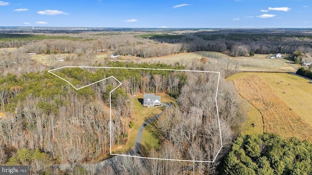 bird's eye view featuring a rural view