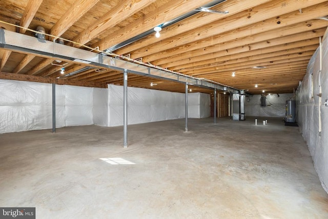 basement featuring water heater