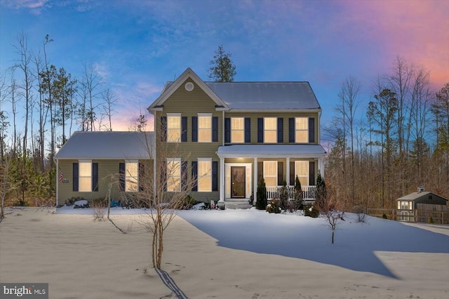 colonial house with covered porch