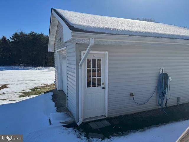 view of snow covered structure