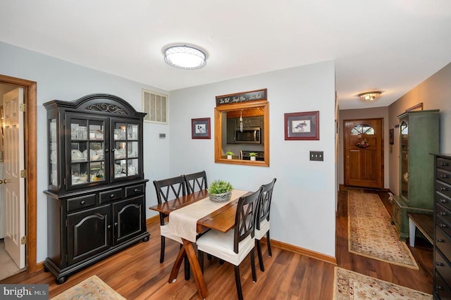 dining area featuring wood-type flooring