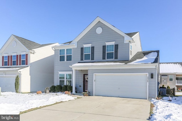 view of front property with a garage